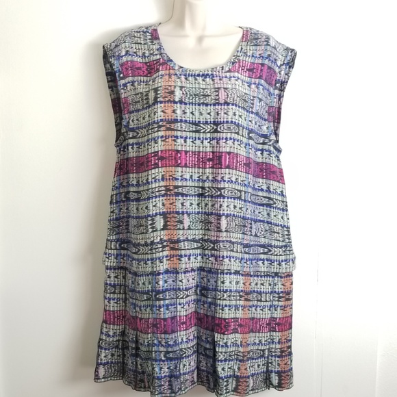 Aiko Silk Pruitt Ikat Tunic Sleeveless Dress - Picture 6 of 8